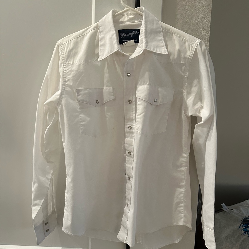 VINTAGE Wrangler pearl snap Ivory Western Shirt